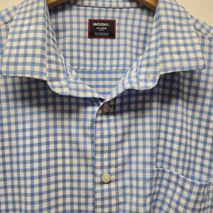UNTUCKit Button Down Shirt Mens XXL Performance Nylon Stevens Long Sleeve Plaid